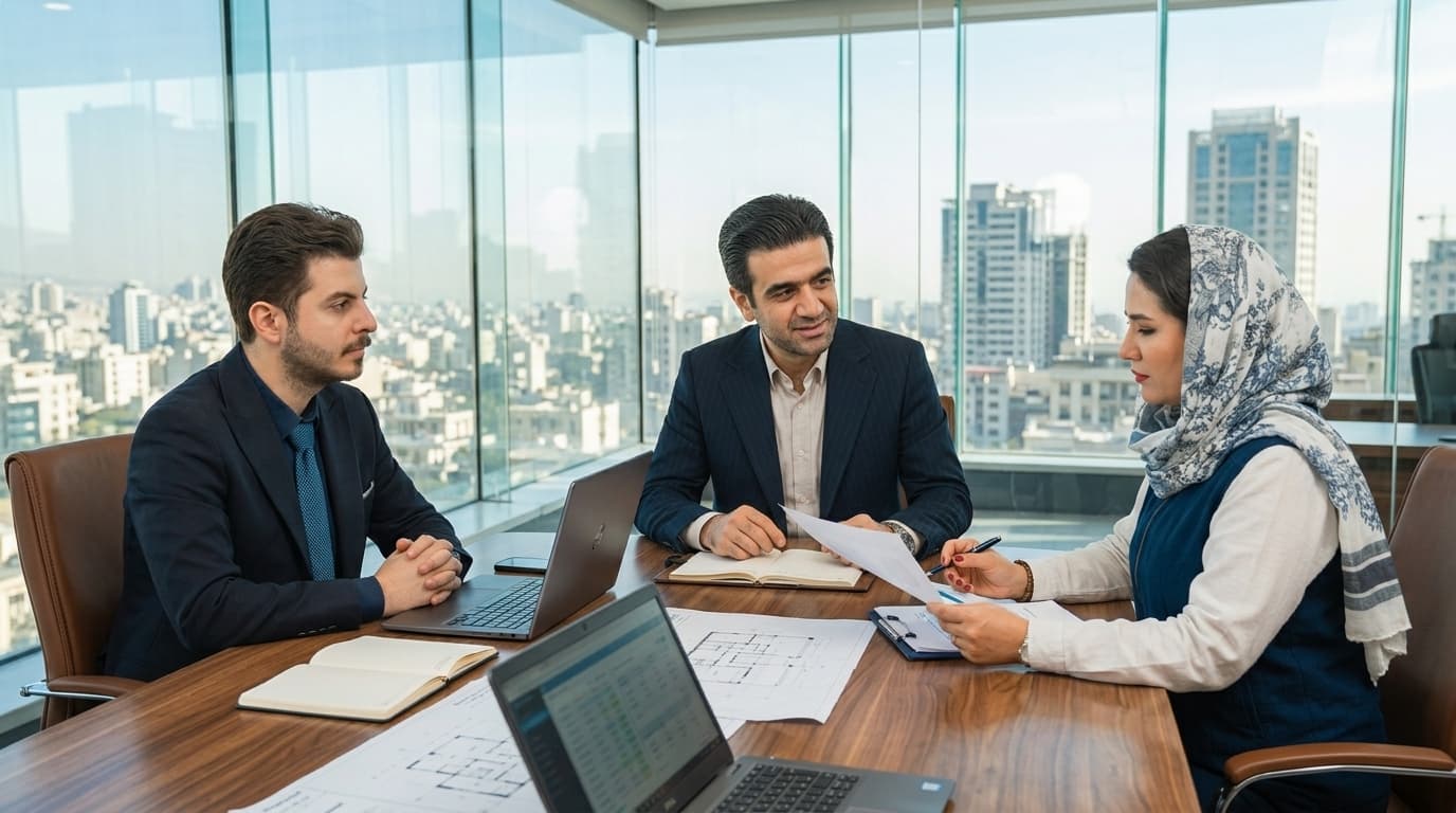 Business leaders planning an investment project in a Tehran boardroom